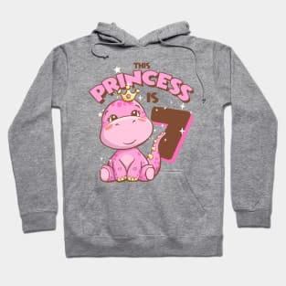 This Princess is 7 Girls 7th Birthday Pink Dinosaur Party Hoodie